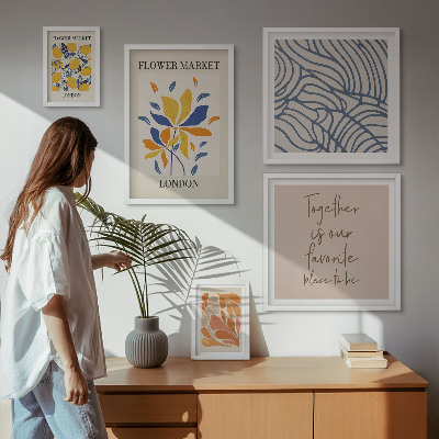 Decorațiune de perete set tablouri Motive florale Inscripții londoneze