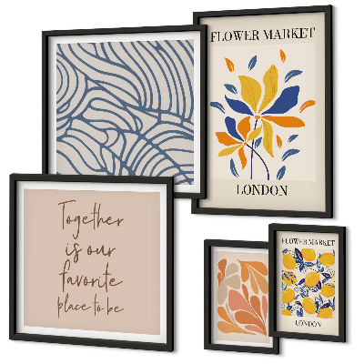 Decorațiune de perete set tablouri Motive florale Inscripții londoneze