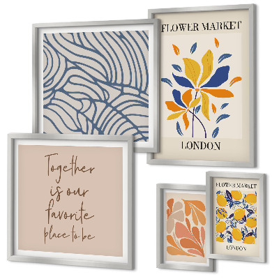 Decorațiune de perete set tablouri Motive florale Inscripții londoneze