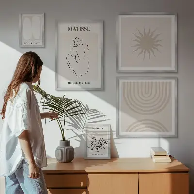 Tablou triptic înrămat cu linii de artă minimalistă