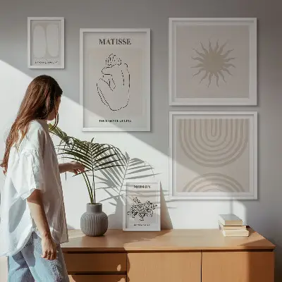 Tablou triptic înrămat cu linii de artă minimalistă