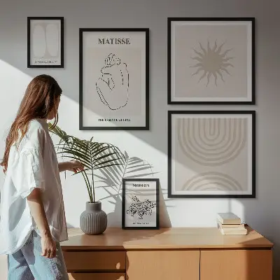 Tablou triptic înrămat cu linii de artă minimalistă