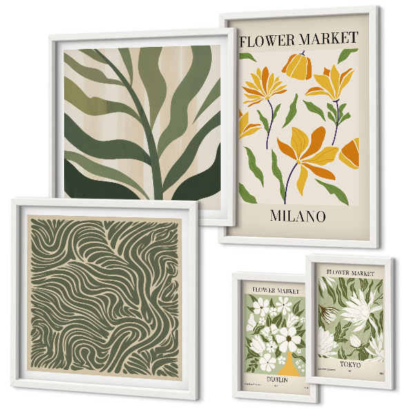 Decorațiune de perete set tablouri Motive vegetale moderne