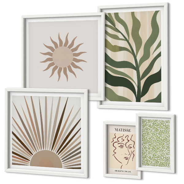Polyptic înrămat Grafică abstractă elegantă a plantelor