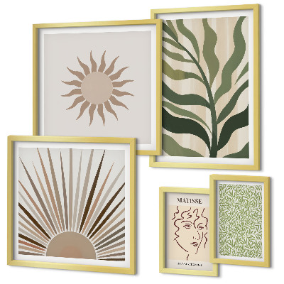 Polyptic înrămat Grafică abstractă elegantă a plantelor