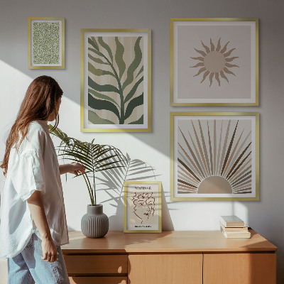 Polyptic înrămat Grafică abstractă elegantă a plantelor