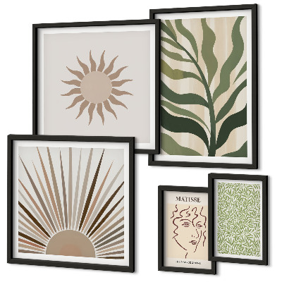 Polyptic înrămat Grafică abstractă elegantă a plantelor
