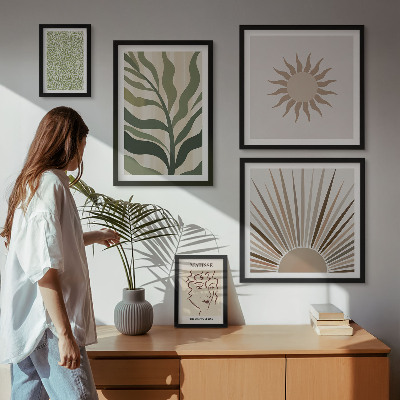 Polyptic înrămat Grafică abstractă elegantă a plantelor