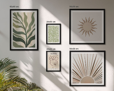 Polyptic înrămat Grafică abstractă elegantă a plantelor