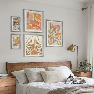 Decorațiune de perete set tablouri Flori geometrice în stil boho