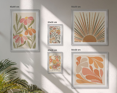 Decorațiune de perete set tablouri Flori geometrice în stil boho