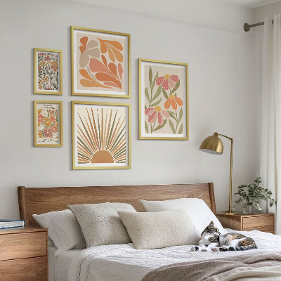 Decorațiune de perete set tablouri Flori geometrice în stil boho
