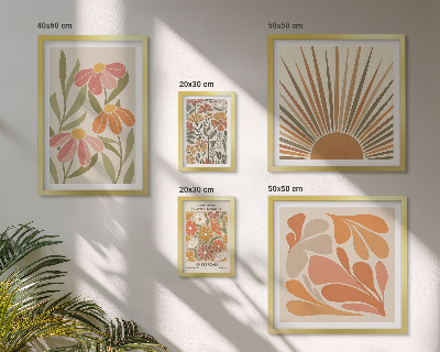 Decorațiune de perete set tablouri Flori geometrice în stil boho
