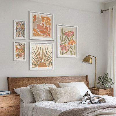 Decorațiune de perete set tablouri Flori geometrice în stil boho