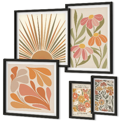 Decorațiune de perete set tablouri Flori geometrice în stil boho