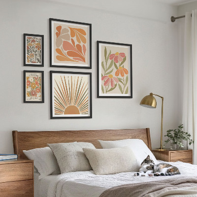 Decorațiune de perete set tablouri Flori geometrice în stil boho