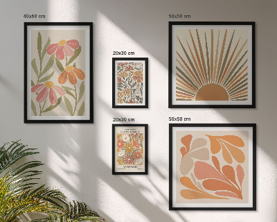 Decorațiune de perete set tablouri Flori geometrice în stil boho