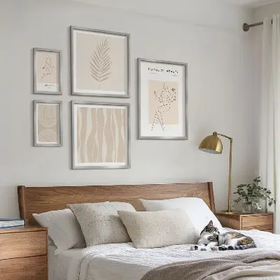 Tablou poliptic înrămat cu motive minimaliste frumoase