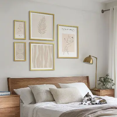 Tablou poliptic înrămat cu motive minimaliste frumoase