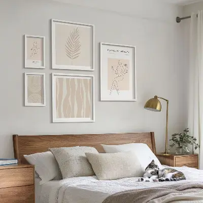 Tablou poliptic înrămat cu motive minimaliste frumoase