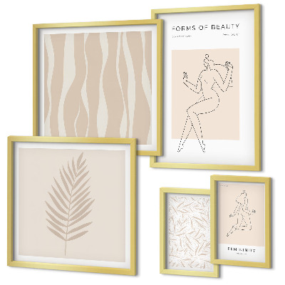 Polyptic înrămat Grafică elegantă cu femei și plante