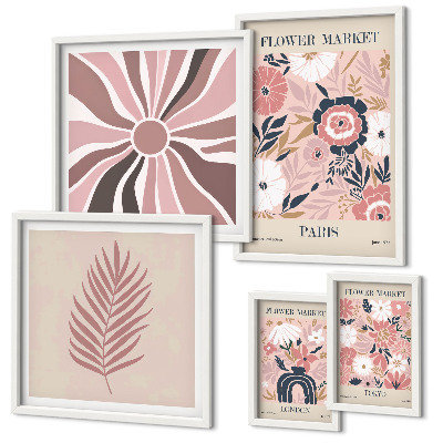 Decorațiune de perete set tablouri Piețele de flori în stil boho
