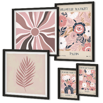Decorațiune de perete set tablouri Piețele de flori în stil boho