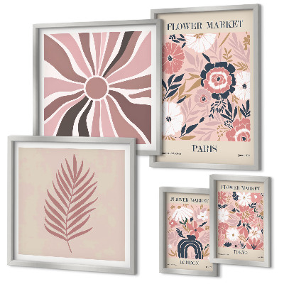 Decorațiune de perete set tablouri Piețele de flori în stil boho