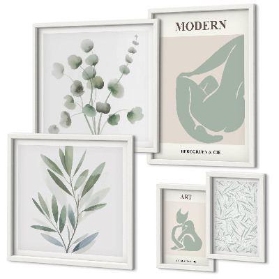 Decorațiune de perete set tablouri Grafică elegantă cu plante și abstracte