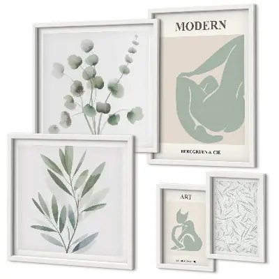 Set de tablouri decorative pentru perete grafică elegantă cu plante și motive abstracte