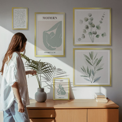 Decorațiune de perete set tablouri Grafică elegantă cu plante și abstracte