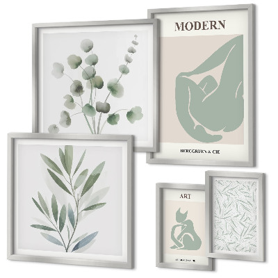 Decorațiune de perete set tablouri Grafică elegantă cu plante și abstracte