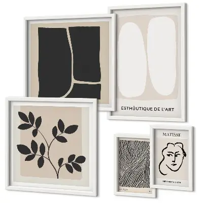 Set de tablouri decorative pentru perete cu linii elegante în stil grafic minimalist