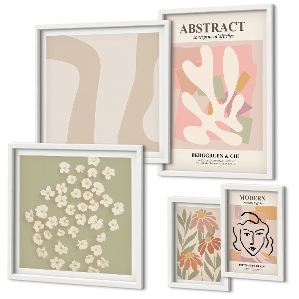 Decorațiune de perete set tablouri Interior elegant cu flori abstracte