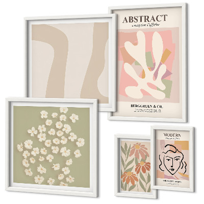 Decorațiune de perete set tablouri Interior elegant cu flori abstracte