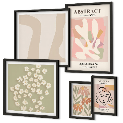 Decorațiune de perete set tablouri Interior elegant cu flori abstracte