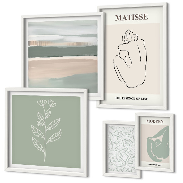 Polyptic înrămat Grafică elegantă a plantelor