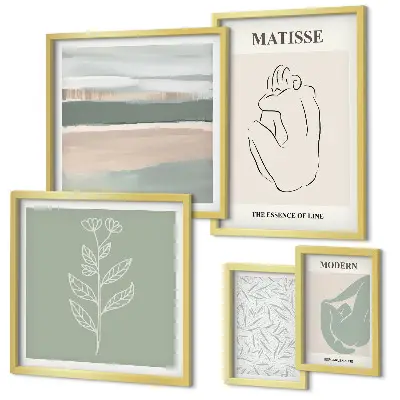 Grafică elegantă cu plante tablou poliptic înrămat