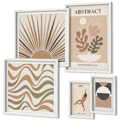 Set de tablouri decorative pentru perete cu abstracțiuni elegante ale plantelor