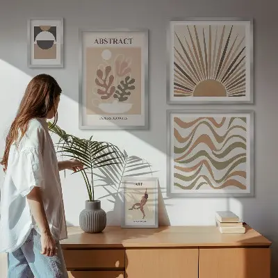Set de tablouri decorative pentru perete cu abstracțiuni elegante ale plantelor