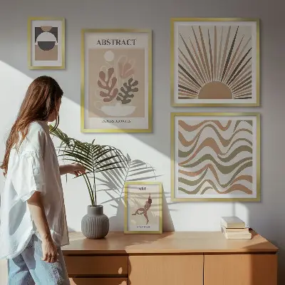 Set de tablouri decorative pentru perete cu abstracțiuni elegante ale plantelor