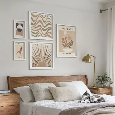 Set de tablouri decorative pentru perete cu abstracțiuni elegante ale plantelor