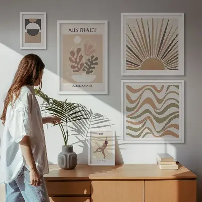 Set de tablouri decorative pentru perete cu abstracțiuni elegante ale plantelor