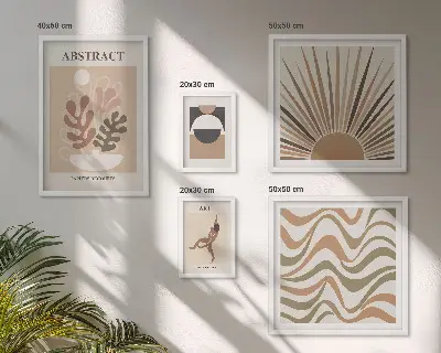 Set de tablouri decorative pentru perete cu abstracțiuni elegante ale plantelor