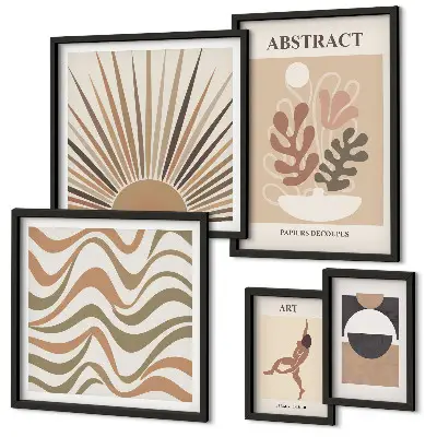 Set de tablouri decorative pentru perete cu abstracțiuni elegante ale plantelor