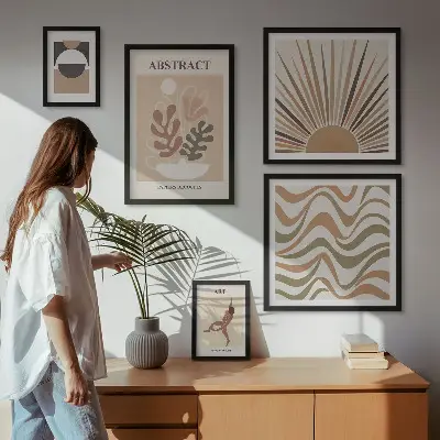 Set de tablouri decorative pentru perete cu abstracțiuni elegante ale plantelor