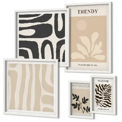 Tablou triptic înrămat cu motive decorative elegante din plante