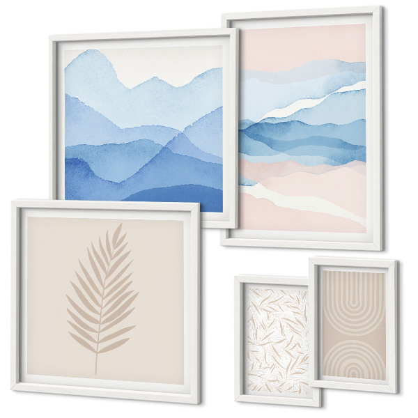 Decorațiune de perete set tablouri Peisaje abstracte cu frunze