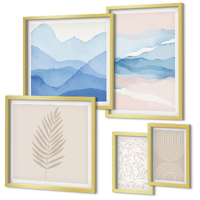 Decorațiune de perete set tablouri Peisaje abstracte cu frunze