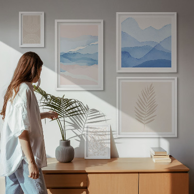 Decorațiune de perete set tablouri Peisaje abstracte cu frunze